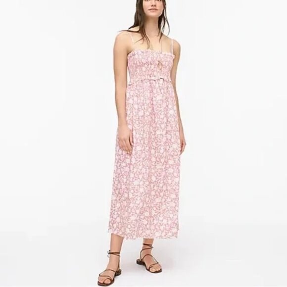 J. Crew Dresses & Skirts - J. Crew Smocked Cotton Poplin Dress Rose Vines Sz M